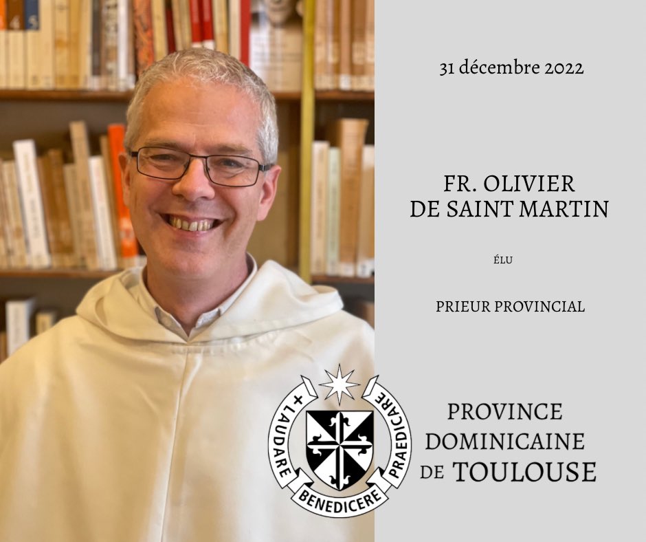 Lire la suite à propos de l’article Dominicains : Frère Olivier de Saint Martin réélu provincial pour la province de Toulouse